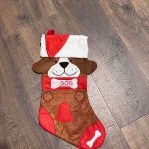 Festive Dog Christmas Stocking - Red and Brown